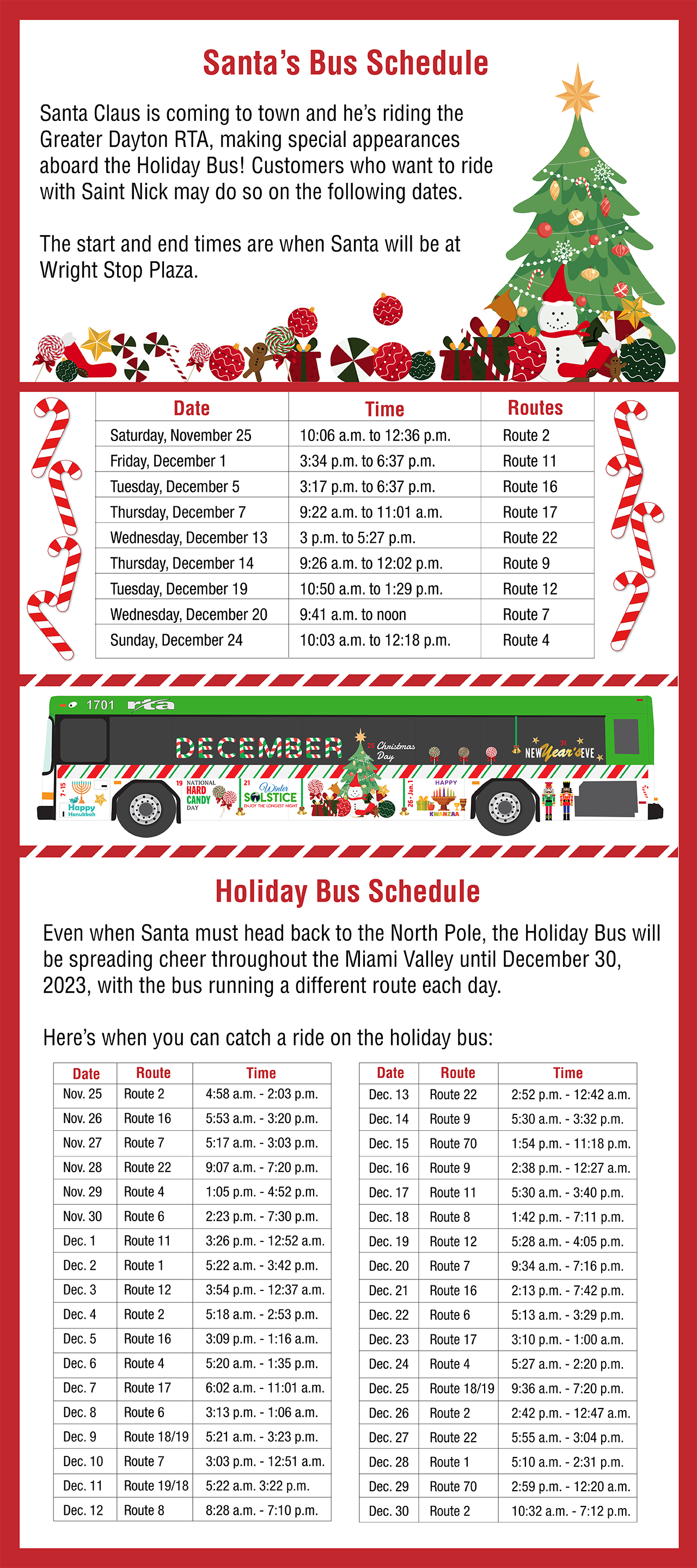Holiday Bus Schedule Dayton RTA